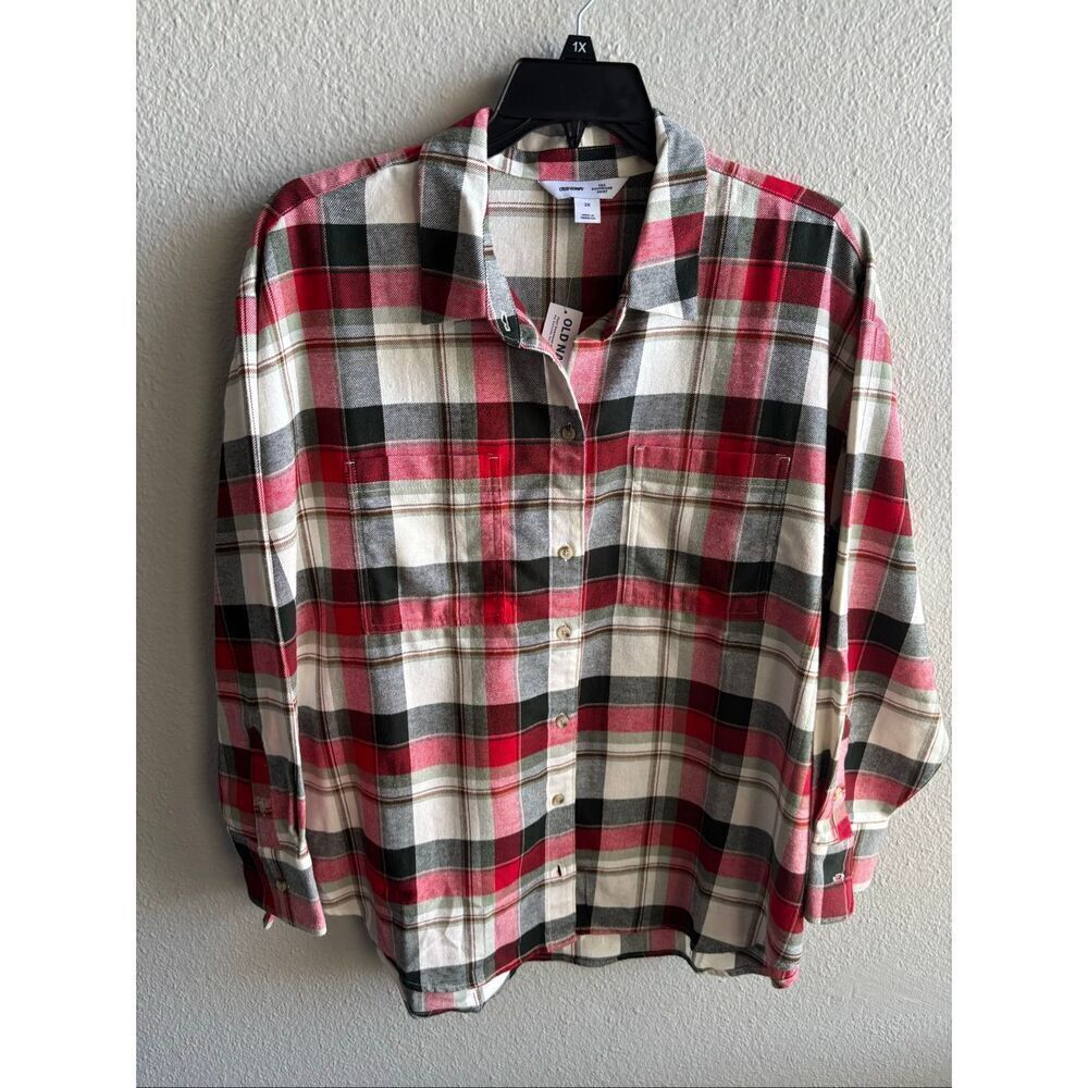 ❤️Old Navy Plaid Boyfriend Button Down Flannel Shirt 2X